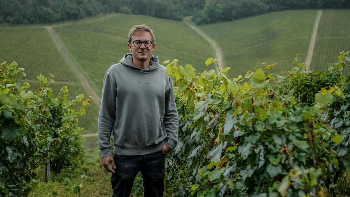 David Lavantureux, 39, co-owner of Domaine Lavantureux, is photographed at the property in Chablis, Burgundy region, France, 25 September 2024.