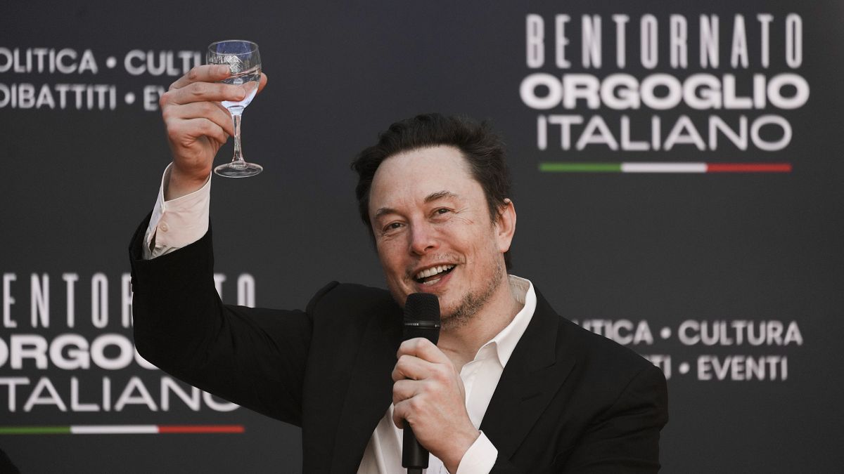 Tesla and SpaceX CEO Elon Musk at the Atreju political festival, organised by Giorgia Meloni