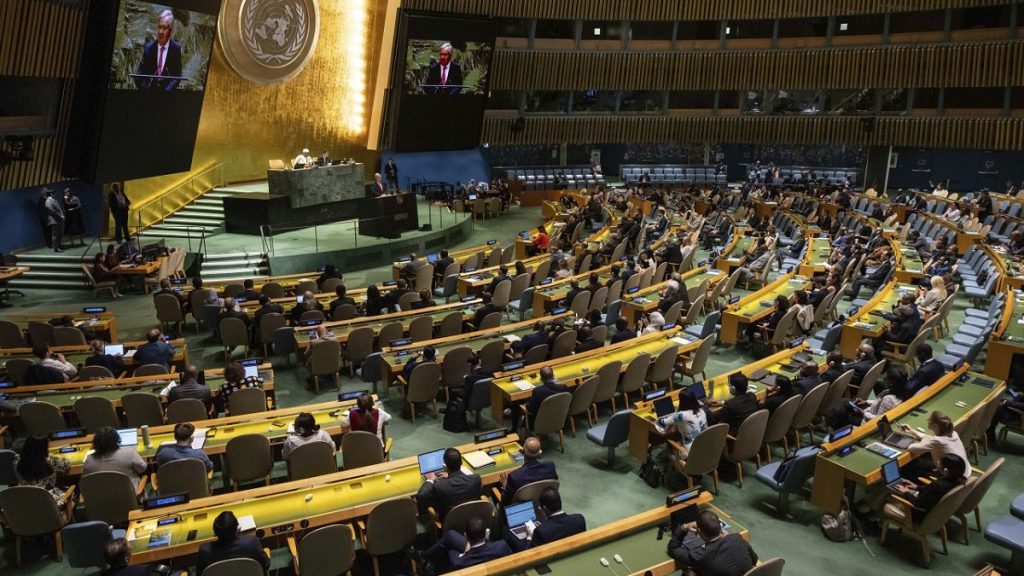 António Guterres, United Nations Secretary-General, speaks during the 79th session of the United Nations General Assembly, Tuesday, Sept. 10, 2024.