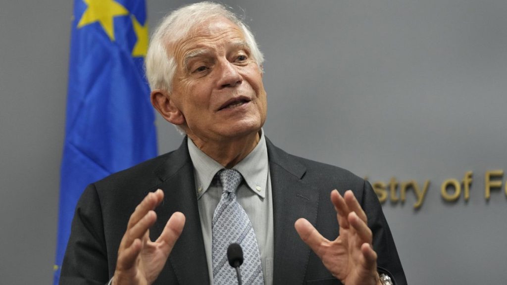 European Union foreign policy chief Josep Borrell, speaks during a joint press conference with the Lebanese Foreign Minister Abdallah Bouhabib, in Beirut, Lebanon.