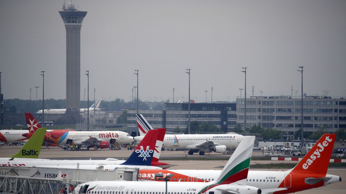 Planes at Paris Charles de Gaulle airport. France