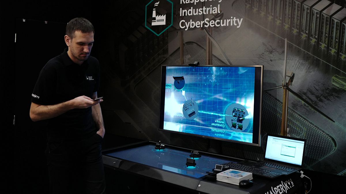 The stand of Kaspersky Industrial Security at the Cybersecurity Conference in Lille. The company aims to promote an EU vision of cybersecurity.