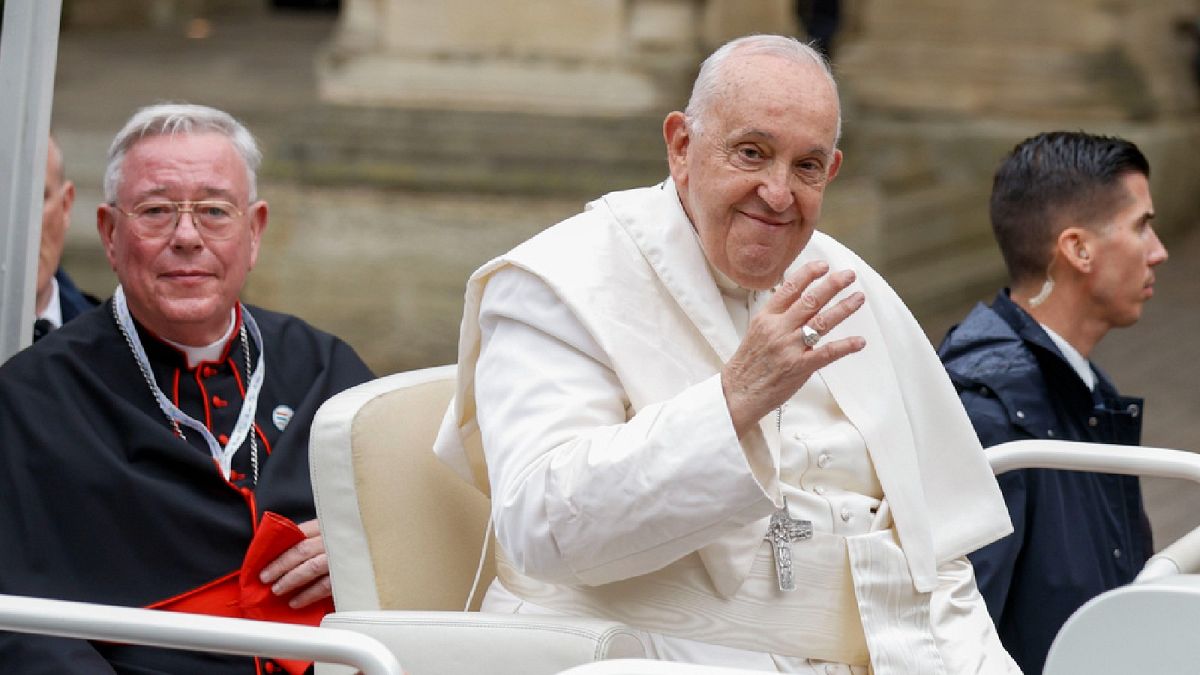 Pope Francis in Luxembourg with the local archibishop, Cardinal Jean-Claude Hollerich, on Thursday, Sept. 26, 2024