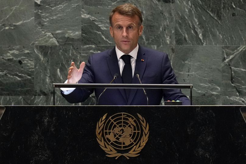 Le président français Emmanuel Macron s'adresse à la 79e session de l'Assemblée générale des Nations Unies.