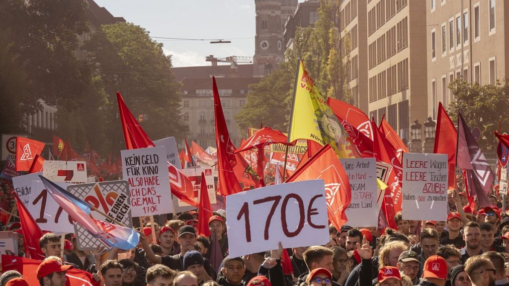 Germany has seen increasing worker protests, including this one by employees of IG Metall in Munich