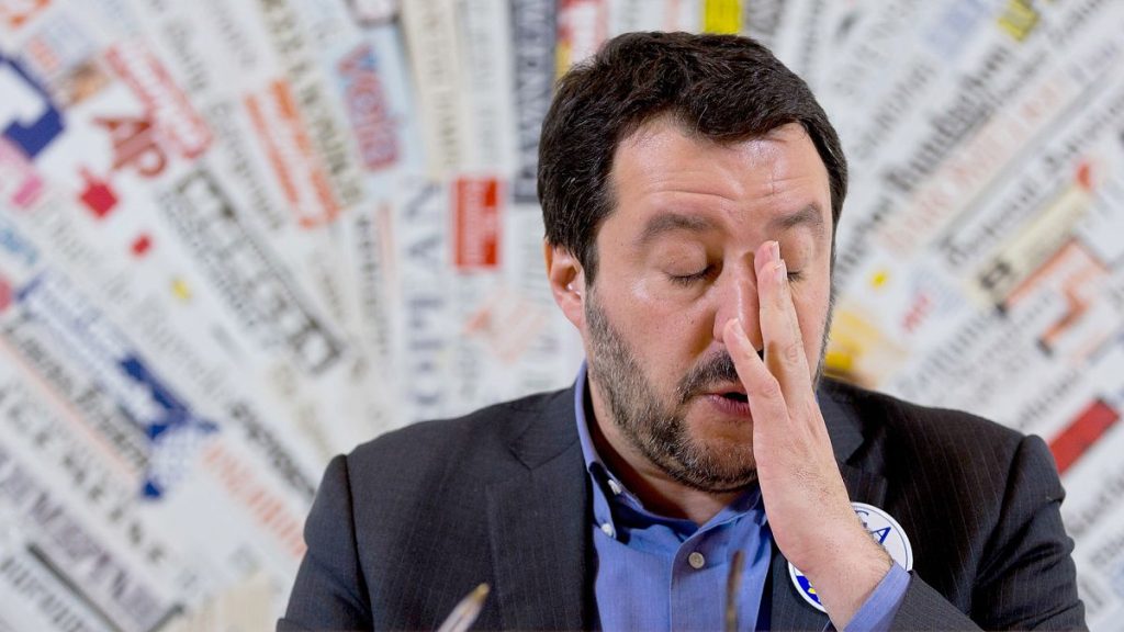 FILE: Lega party leader Matteo Salvini speaks during a press conference at the Foreign Press Club in Rome, 22 February 2018