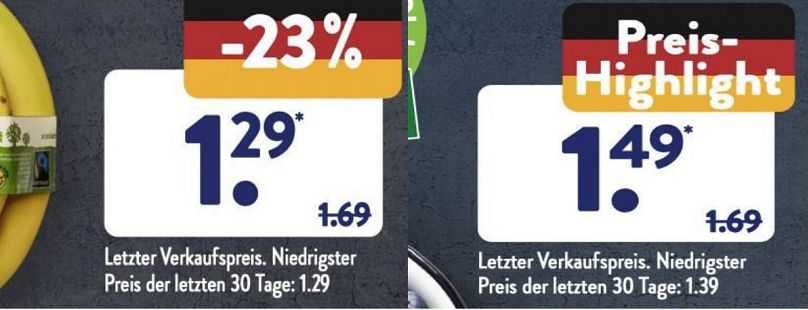 Les publicités en cause dans l'affaire Aldi