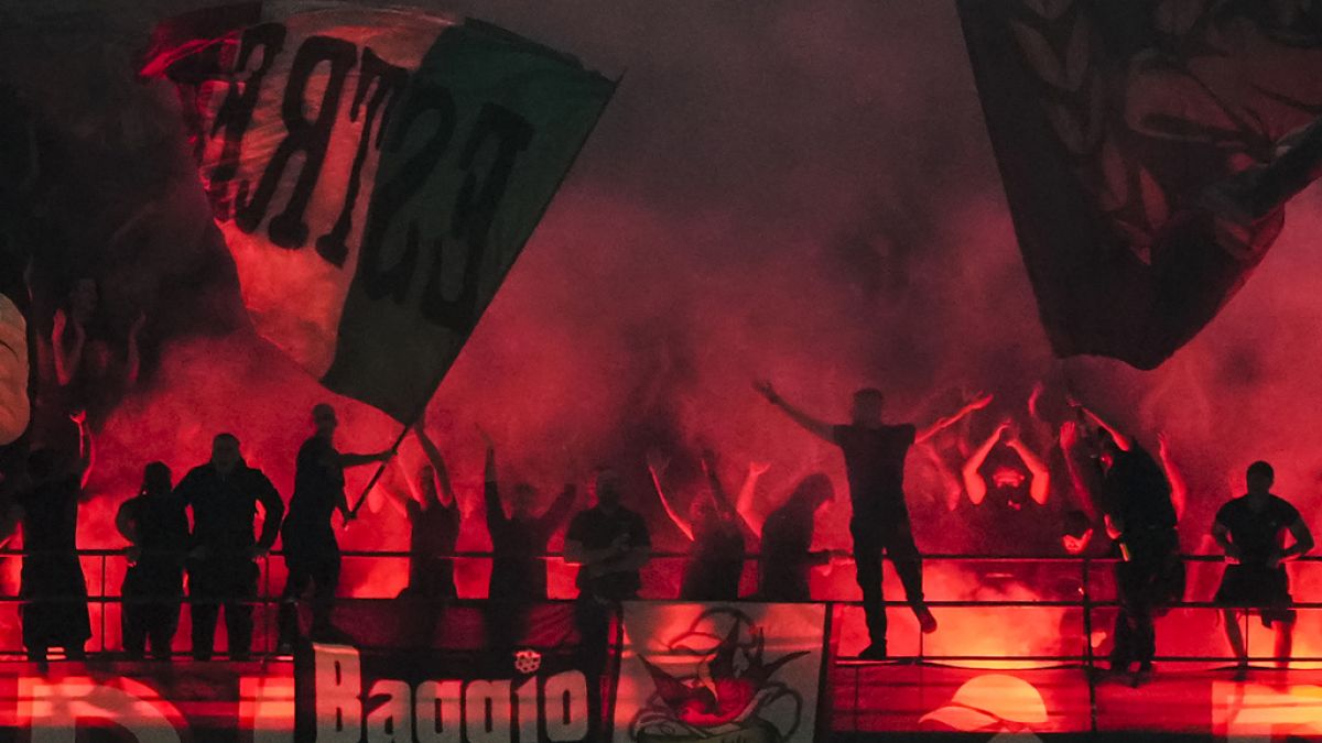 Milan fans at the San Siro stadium in Milan, 22 September 2024