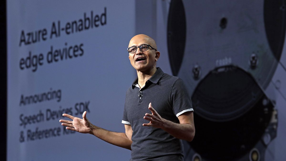 Microsoft CEO Satya Nadella delivers the keynote address at Build, the company