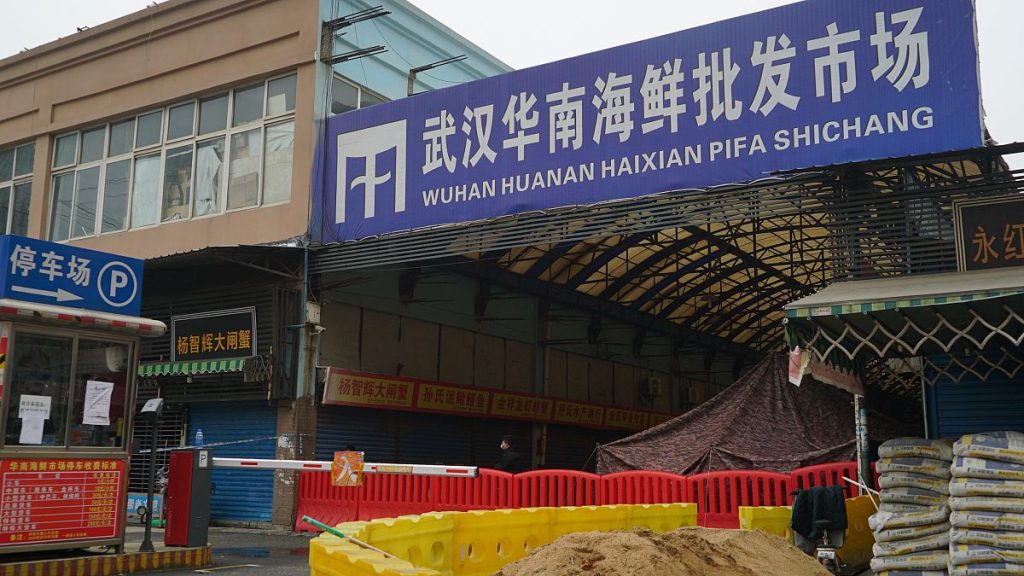 The Huanan Seafood Wholesale Market sits closed in Wuhan in central China