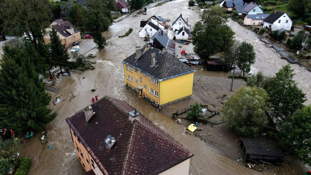 A view of flooded houses in Jesenik, Czech Republic, on Sunday 15 September.