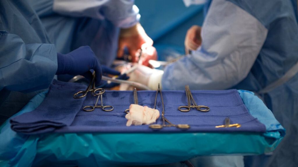 Surgical instruments are used during a kidney transplant surgery at MedStar Georgetown University Hospital in Washington D.C., Tuesday, June 28, 2016.