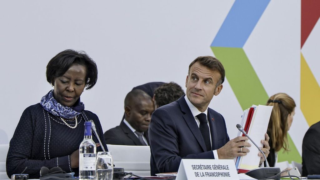 French president Emmanuel Macron attends the first working session of the 19th Francophonie Summit in Paris, October 5, 2024