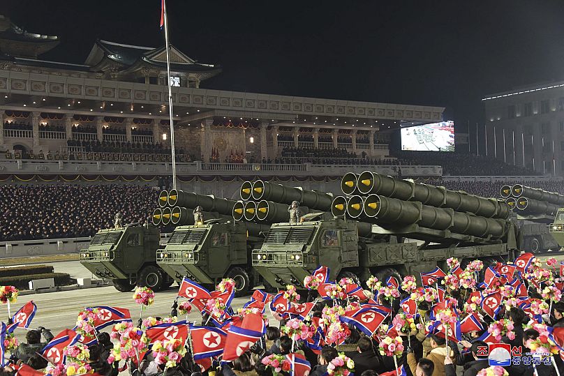 A military parade marking the ruling party congress at Kim Il Sung Square in Pyongyang, 14 January, 2021