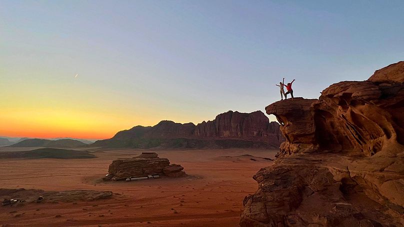 Coucher de soleil dans le Wadi Rum.