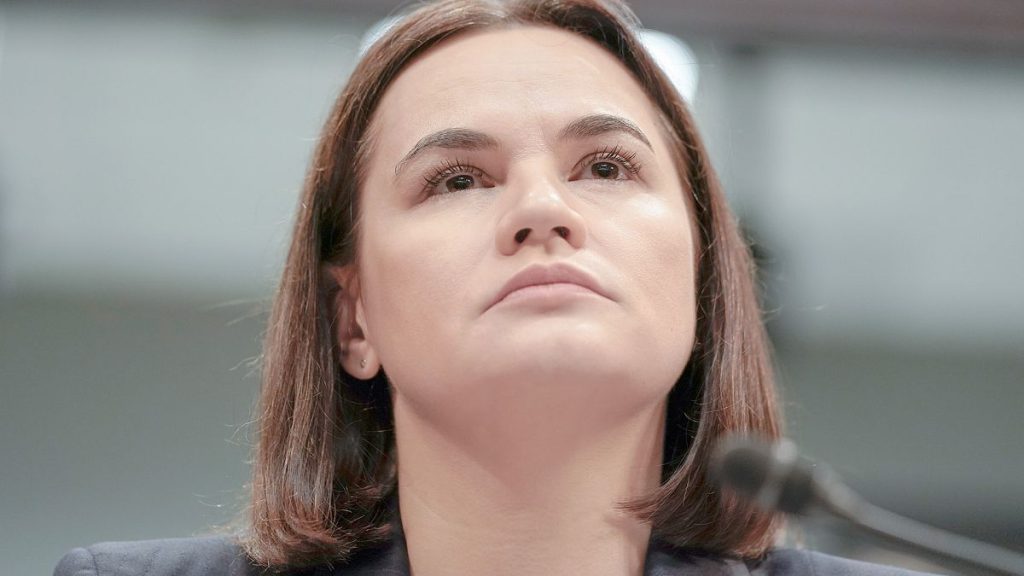 Sviatlana Tsikhanouskaya testifies during a Subcommittee of the House Foreign Affairs about Belarus, on Capitol Hill, 5 December 2023