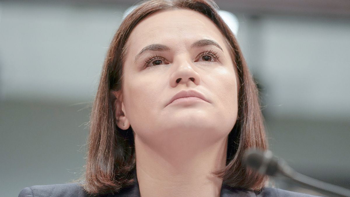 Sviatlana Tsikhanouskaya testifies during a Subcommittee of the House Foreign Affairs about Belarus, on Capitol Hill, 5 December 2023