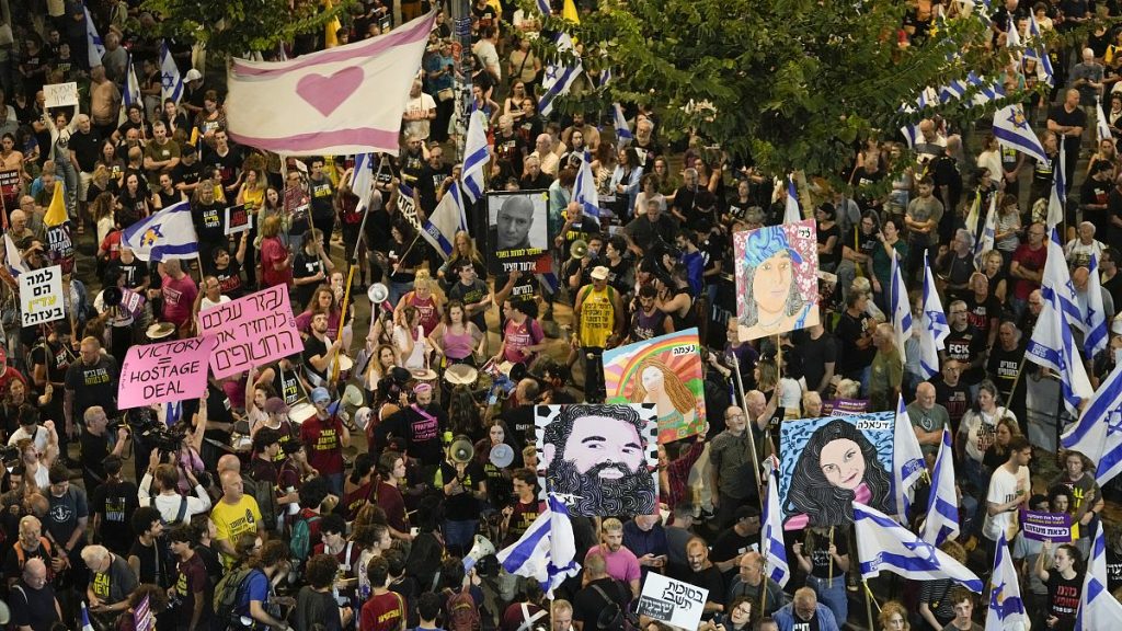 People protest against Prime Minister Benjamin Netanyahu