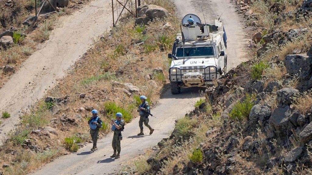 FILE: UN peacekeepers (UNIFIL) seen along the Lebanese side of the border with Israel, 6 July 2023