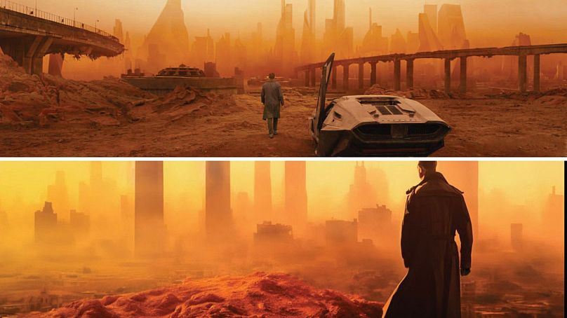 Ci-dessus : scène de Blade Runner 2049 - Ci-dessous : extrait généré par l'IA de la présentation Tesla Live