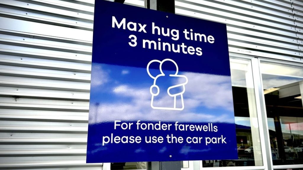 Dunedin airport has bemused passengers with its unusual signs - and their warnings