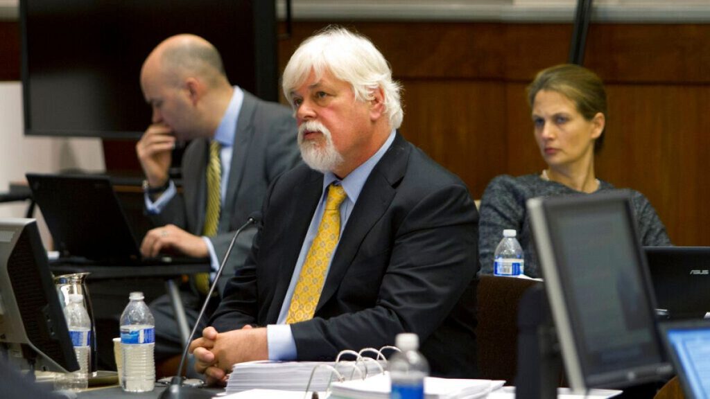 Anti-whaling activist Paul Watson, center, founder of the Sea Shepherd Conservation Society.