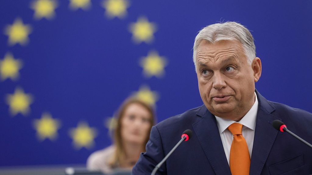 Viktor Orbán addresses the European parliament in Strasbourg.