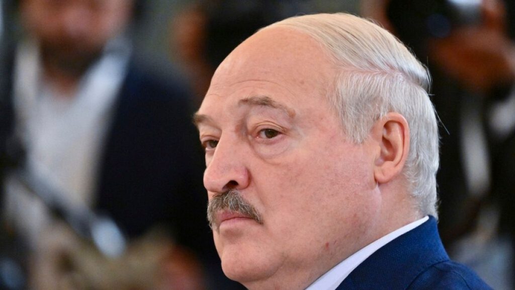 Belarusian President Alexander Lukashenko at the Kremlin in Moscow, Russia, Tuesday, Oct. 8, 2024. (Kristina Kormilitsyna, Sputnik, Kremlin Pool Photo via AP)