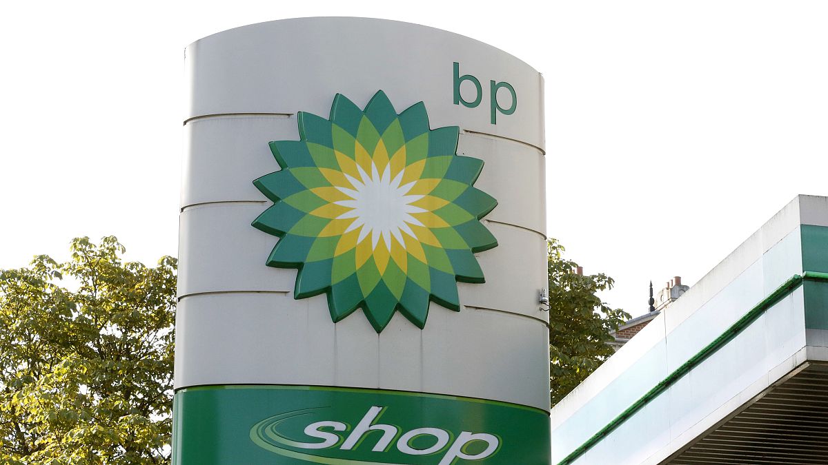 This Aug. 1, 2017, file photo shows the oil producer BP company logo at a petrol station in London.