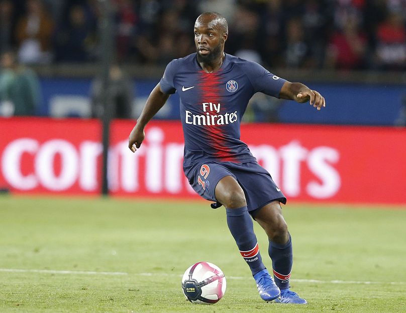 DOSSIER – Lassana Diarra, joueur du Paris-Saint-Germain, lors d'un match de football de Ligue 1 contre Saint-Etienne au stade du Parc des Princes à Paris le 14 septembre 2018.