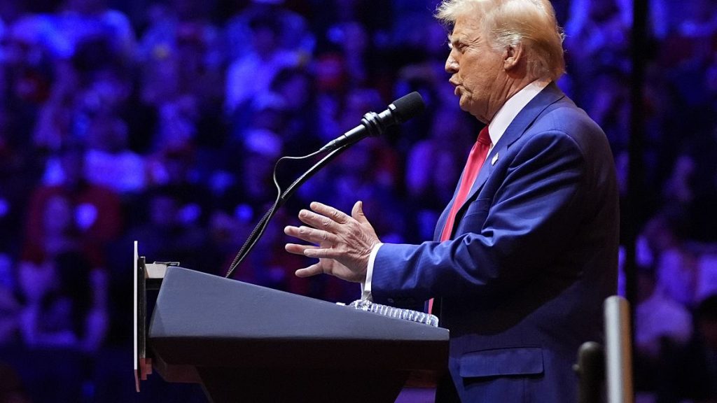 Republican presidential nominee former President Donald Trump speaks at a campaign rally at Madison Square Garden, Sunday, Oct. 27, 2024, in New York.