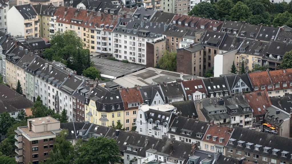 Apartment blocks are pictured in Duesseldorf, Germany.