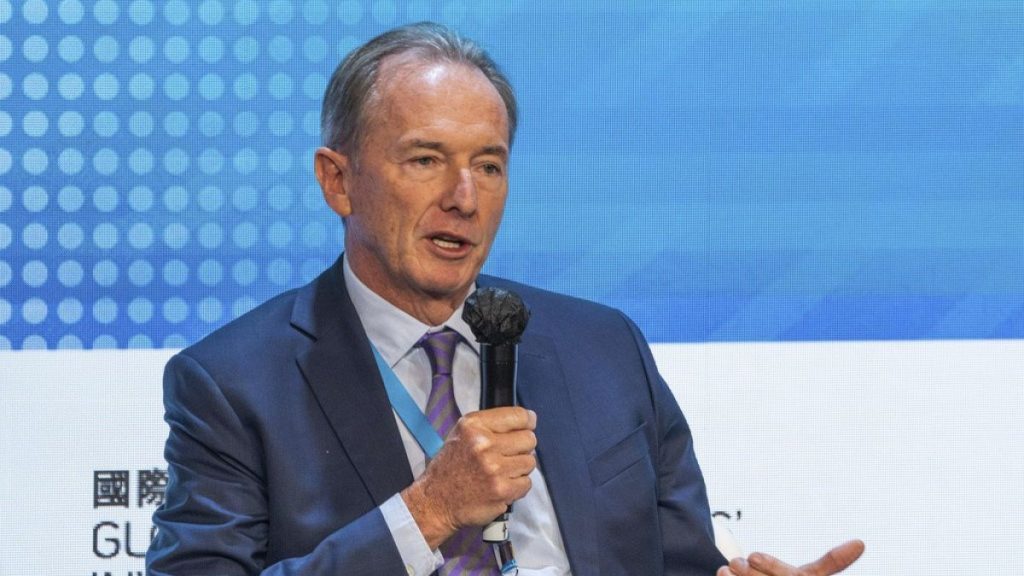 Chairman and CEO of Morgan Stanley, James Gorman, speaks during the Global Financial Leaders