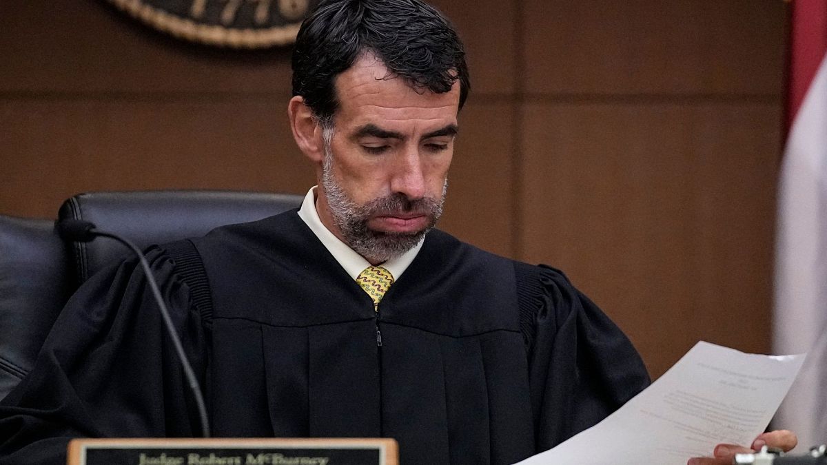 Fulton County Superior Court Judge Robert McBurney looks through paperwork. Monday, 13 August 2023 in Atlanta.