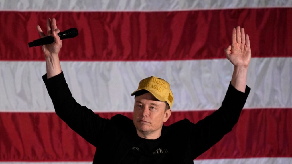 Elon Musk speaks at a campaign town hall in support of Republican presidential nominee former President Donald Trump.