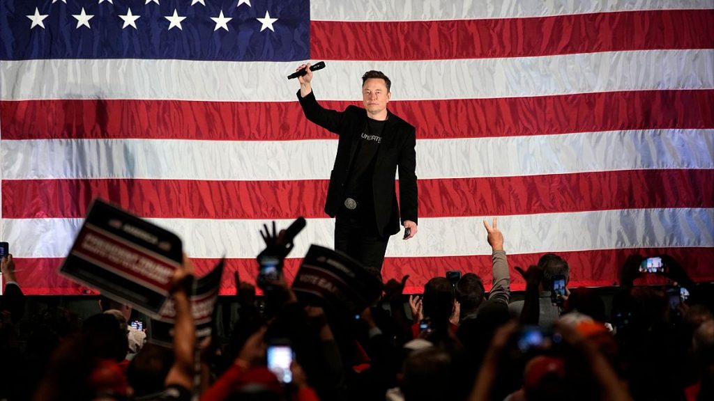 Elon Musk speaks as part of a campaign town hall in support of Republican presidential nominee former President Donald Trump in Folsom, Pennsylvania, Thursday 17 October, 2024