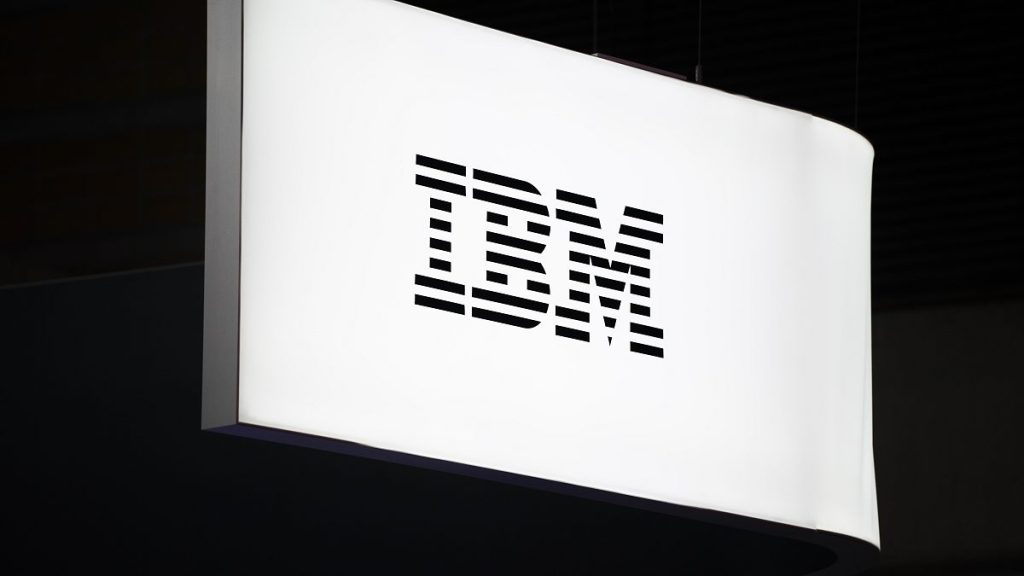 The IBM logo is seen during the Mobile World Congress 2023 in Barcelona, Spain, Tuesday, Feb. 28, 2023.