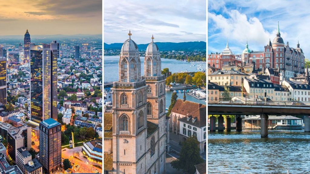 Frankfurt, Germany, Zurich, Switzerland and Stockholm, Sweden