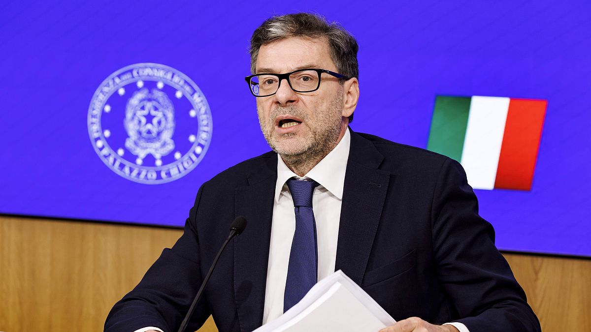 Economy minister Giancarlo Giorgetti holds a press conference on the approved Budget Bill in Rome. 16 October 2024.