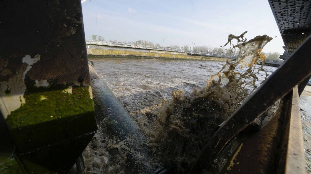 Wastewater enters a biological purification tank at the MM San Rocco plant in Milan, Italy, The EU faces an upward battle to clean up its lakes and rivers by 2027