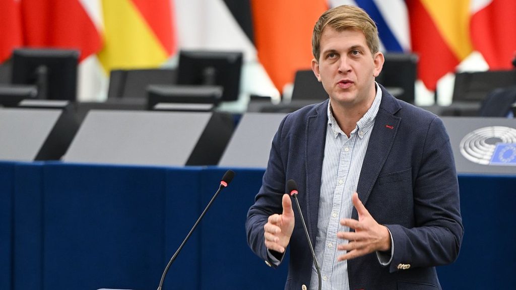 Green MEP Michael Bloss speaks during a European Parliament debate on the human rights situation in Azerbaijan, 22 October, 2024