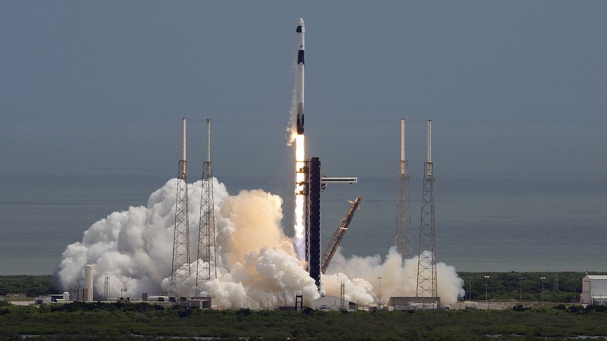 A SpaceX Falcon 9 rocket lifts off from launch pad 40 in Florida, Saturday, Sept. 28, 2024