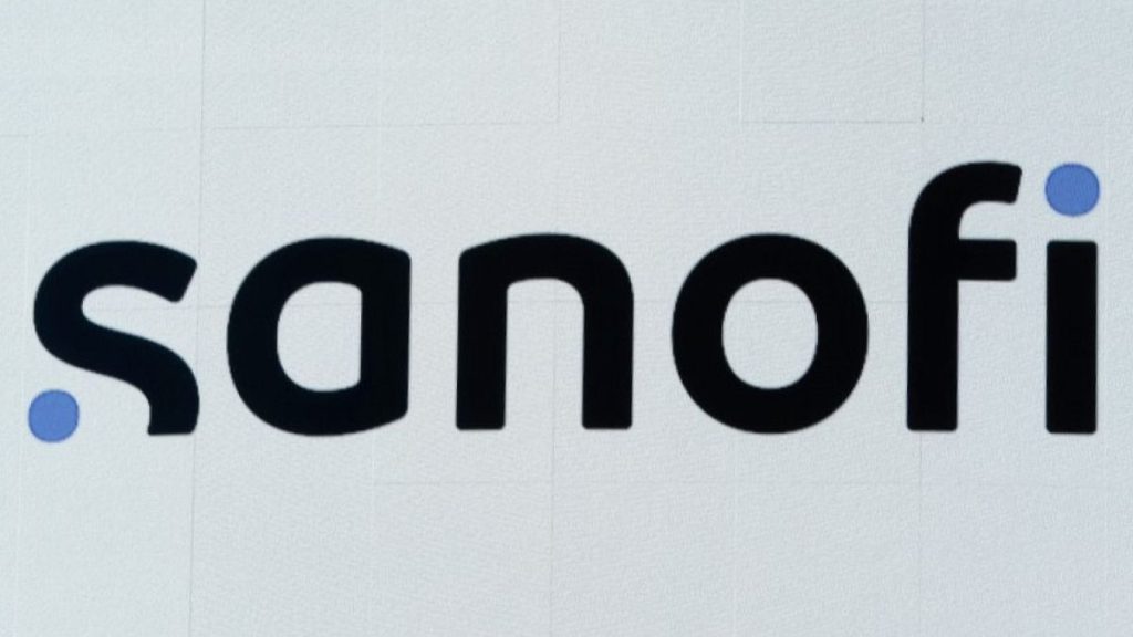 The Sanofi logo is seen at the Vivatech show in Paris, France. 15 June 2022.