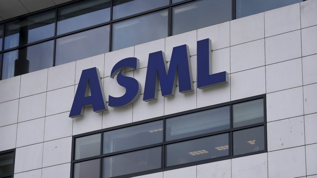 The logo of ASML pictured on the company