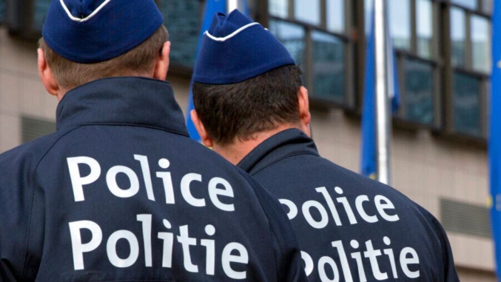 Two police officers in Brussels, Belgium.