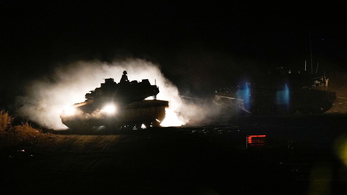 An Israeli tank on manoeuvres near the Lebanese border.