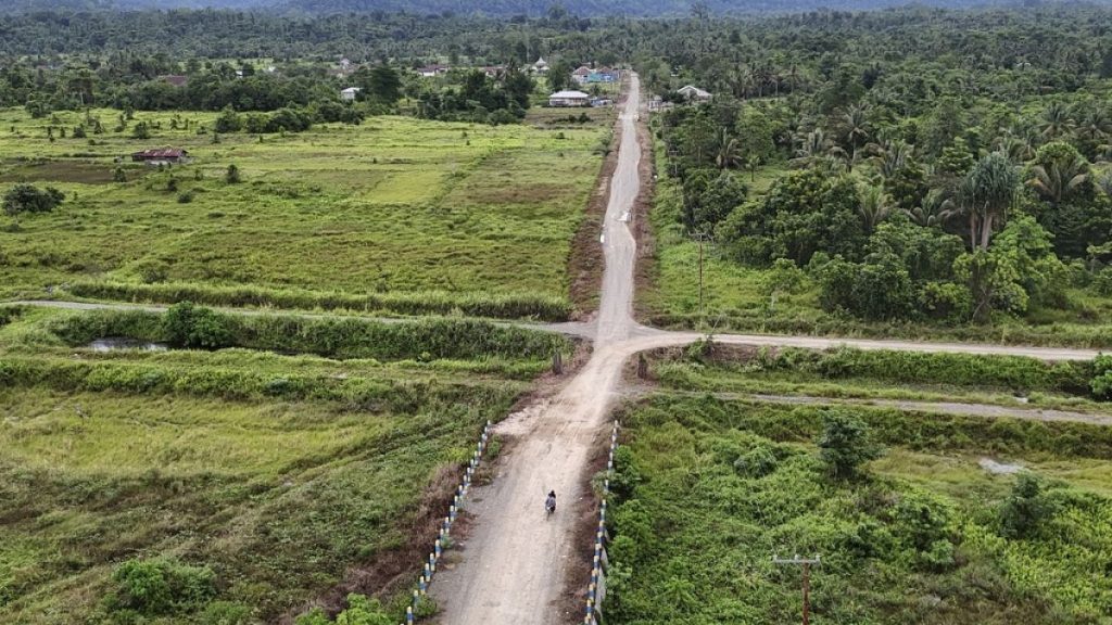 A road near the Indonesia Weda Bay Industrial Park in Kulo Jaya, Central Halmahera, North Maluku, Indonesia