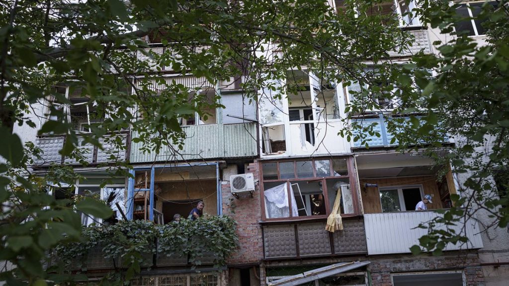 FILE PHOTO - Residential neighbourhood in Pokrovsk, Donetsk region, Ukraine, Tuesday Aug. 20, 2024.