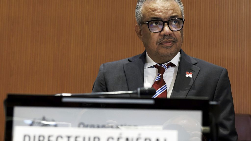 WHO chief Tedros Adhanom Ghebreyesus observes the 77th World Health Assembly in Geneva in May 2024.