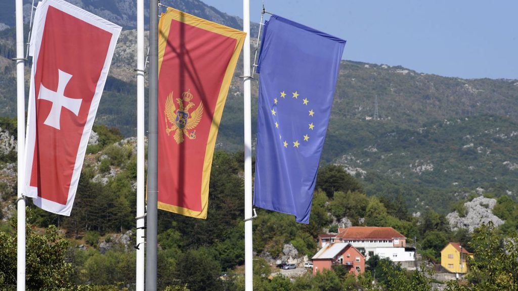 Flags flew at half-mast in front of the site of the attack in Cetinje, some 30 km west of Podgorica, Montenegro, Saturday, Aug. 13, 2022.